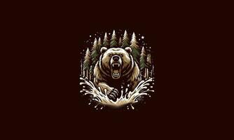 bear attack on forest vector artwork design