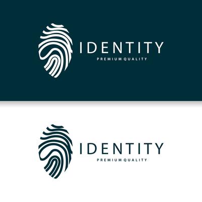Premium Fingerprint Logo, Human Identity Design Simple Line Model Template Illustration