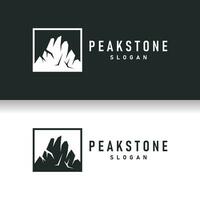 mountain rock peak logo simple design black silhouette natural stone brand template vector