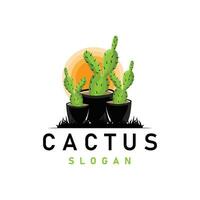 Cactus logo vector desert green plant design elegant style symbol Icon Illustration