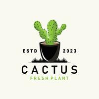 Cactus logo vector desert green plant design elegant style symbol Icon Illustration