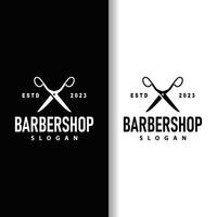 Scissors logo design vintage old simple barber cutting tool black silhouette illustration vector