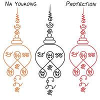 Symbol Talisman,Thai ancient traditional tattoo name in thai language is yant Na Nayoukong.Hindu or Buddhist sign representing path to enlightenment vector