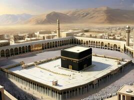 AI generated Eid Al-Fitr Spirit Mecca Kaaba in Ramadan Celebration photo