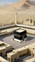 ai generado kaaba majestad en la meca Ramadán y eid al-fitr serenidad foto