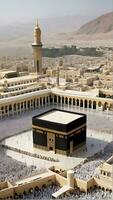 ai generado kaaba majestad en la meca Ramadán y eid al-fitr serenidad foto