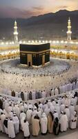 ai generado kaaba majestad en la meca Ramadán y eid al-fitr serenidad foto