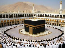 AI generated Eid Al-Fitr Spirit Mecca Kaaba in Ramadan Celebration photo