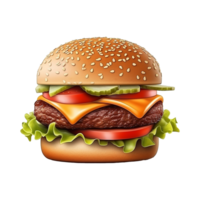 ai gegenereerd heerlijk hamburger PNG geïsoleerd Aan transparant achtergrond