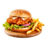 AI generated Delicious burger png isolated on transparent background