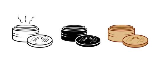 Bamboo dimsum steamer container vector icon illustration set collection isolated on plain white background. Simple flat minimalist chinese food dimsum drawing with cartoon art style.