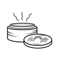 Bamboo dimsum steamer container vector icon illustration outline isolated on plain white background. Simple flat minimalist chinese food dimsum drawing with cartoon art style.