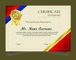 Certificate of achievement template set with gold badge and border, Appreciation and Achievement Certificate Template Design. Elegant diploma certificate template vector