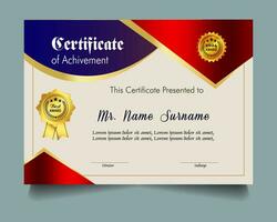 Certificate of achievement template set with gold badge and border, Appreciation and Achievement Certificate Template Design. Elegant diploma certificate template vector