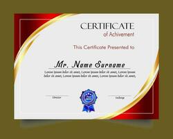 Certificate of achievement template set with gold badge and border, Appreciation and Achievement Certificate Template Design. Elegant diploma certificate template vector