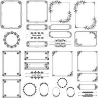 Set of Decorative vintage corner shape frames and borders. floral ornamental frame. Calligraphic frame and page decoration. Vector illustration