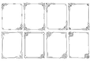 Set of Decorative vintage corner shape frames and borders. floral ornamental frame. Calligraphic frame and page decoration. Vector illustration