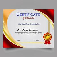 Certificate of achievement template set with gold badge and border, Appreciation and Achievement Certificate Template Design. Elegant diploma certificate template vector