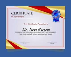 Certificate of achievement template set with gold badge and border, Appreciation and Achievement Certificate Template Design. Elegant diploma certificate template vector