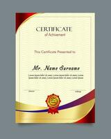 Certificate of achievement template set with gold badge and border, Appreciation and Achievement Certificate Template Design. Elegant diploma certificate template vector