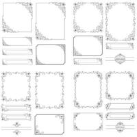 Set of Decorative vintage corner shape frames and borders. floral ornamental frame. Calligraphic frame and page decoration. Vector illustration