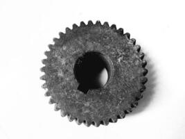 Engine gears on white background. Industrial machine gears. photo