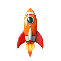 AI generated 3d Flying rocket png isolated on transparent background