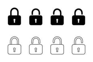 Open lock and lock padlock icons vector. vector