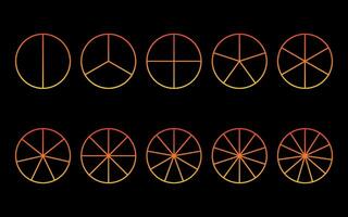 2-10 section blank spinning wheel template vector. vector