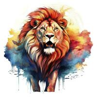 AI generated Watercolor Lion on a white background. For T-shirt Design. AI Generated photo