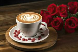 AI generated Valentine's Day Coffee. AI Generated photo