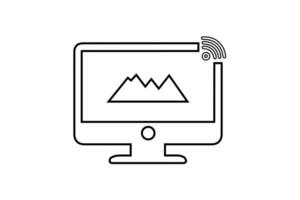 Modern computer Monitor design and line art in vector illustration