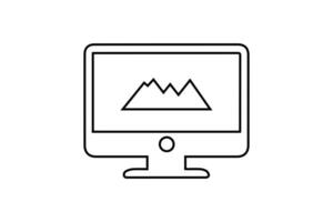 Modern computer Monitor design and line art in vector illustration