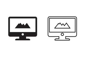 Modern computer Monitor design and line art in vector illustration