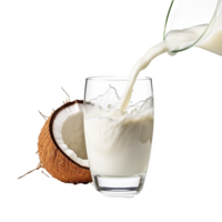 AI generated Pouring coconut juice png isolated on transparent background