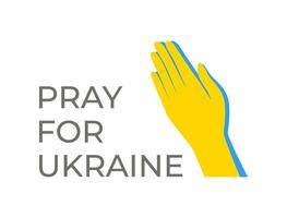 Pray for Ukraine. Hands in prayer. Banner. Support for Ukraine. Yellow and blue color. Vector illustration