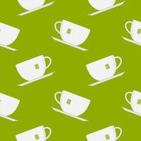 cup of tea seamless pattern vector illustration. tea cup engraving seamless pattern on light background. Vintage hand drawn bages set. Illustration for menu, ads