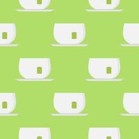 cup of tea seamless pattern vector illustration. tea cup engraving seamless pattern on light background. Vintage hand drawn bages set. Illustration for menu, ads