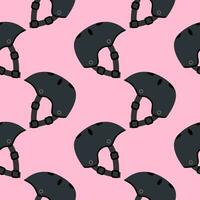 safety sport helmet seamless pattern vector illustration. bicycle helmet, skateboard helmet on color background