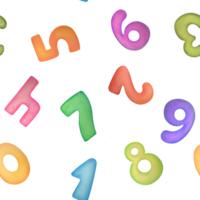 acquerello vario multicolore numeri a partire dal 1 per 0 senza soluzione di continuità modello aritmetica sfondo. carino simboli di bambini età per contento compleanno carte. apprendimento matematica, matematica per bambini png