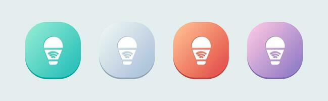 Smart bulb solid icon in flat design style.  Innovation signs vector illustration.