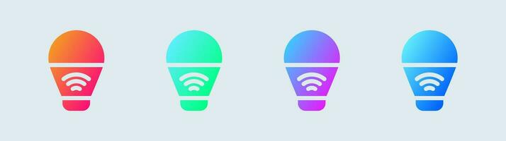 Smart bulb solid icon in gradient colors. Innovation signs vector illustration.
