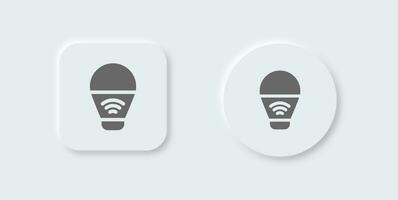 Smart bulb solid icon in neomorphic design style. Innovation signs vector illustration.