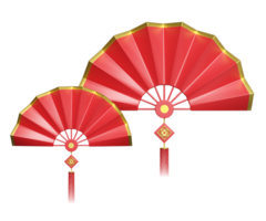 3d fan with tassel for chinese new year. 3d render illustration png