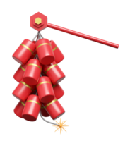 3d chinese firecracker or cracker for chinese new year decorations festival. 3d render illustration png