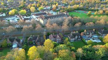 antenne beeldmateriaal van letchworth tuin stad van Engeland uk. november 11e, 2023 video