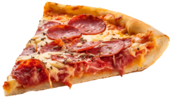 ai généré Pizza avec salami, sur une transparent isolé Contexte png