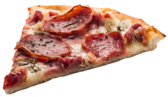 ai generato Pizza con salame, su un' trasparente isolato sfondo png