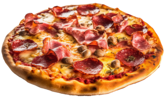 AI generated Pizza with salami, on a transparent isolated background png