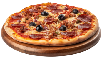 AI generated Pizza with salami, on a transparent isolated background png